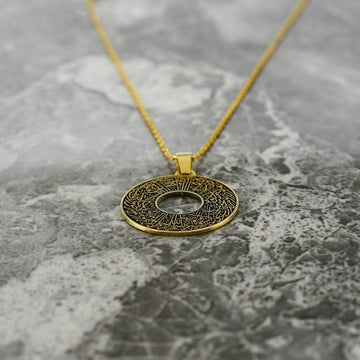 Surah Nur Verse 35 Muslim Jewelry - 18K Gold Plated Silver Pendant - Islamic Wall Art Store