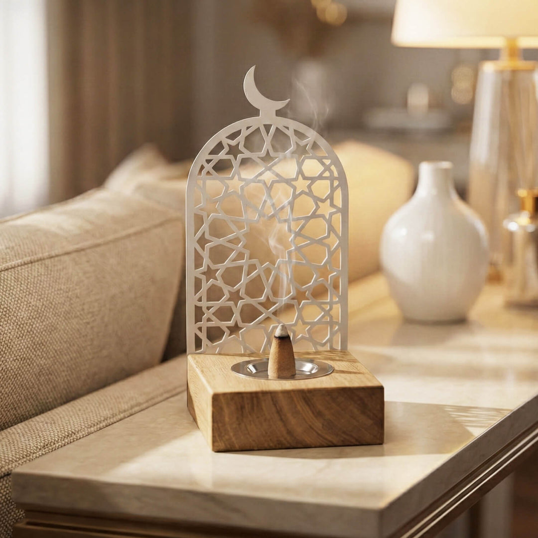 Star Rosette pattern wooden base mabkhara