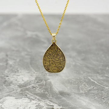 Teardrop Ayatul Kursi Muslim Jewelry - 18K Gold Plated Silver Pendant - Islamic Wall Art Store