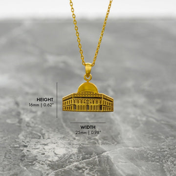 Größe des Masjid-Al-Aqsa-Anhängers: Höhe 16 mm (0.62 in) und Breite 25 mm (0.98 in)