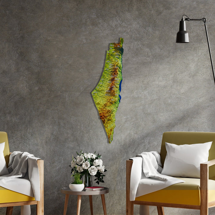 Topographic Map of Palestine Metal Wall Art, Gift for Palestinian Friend