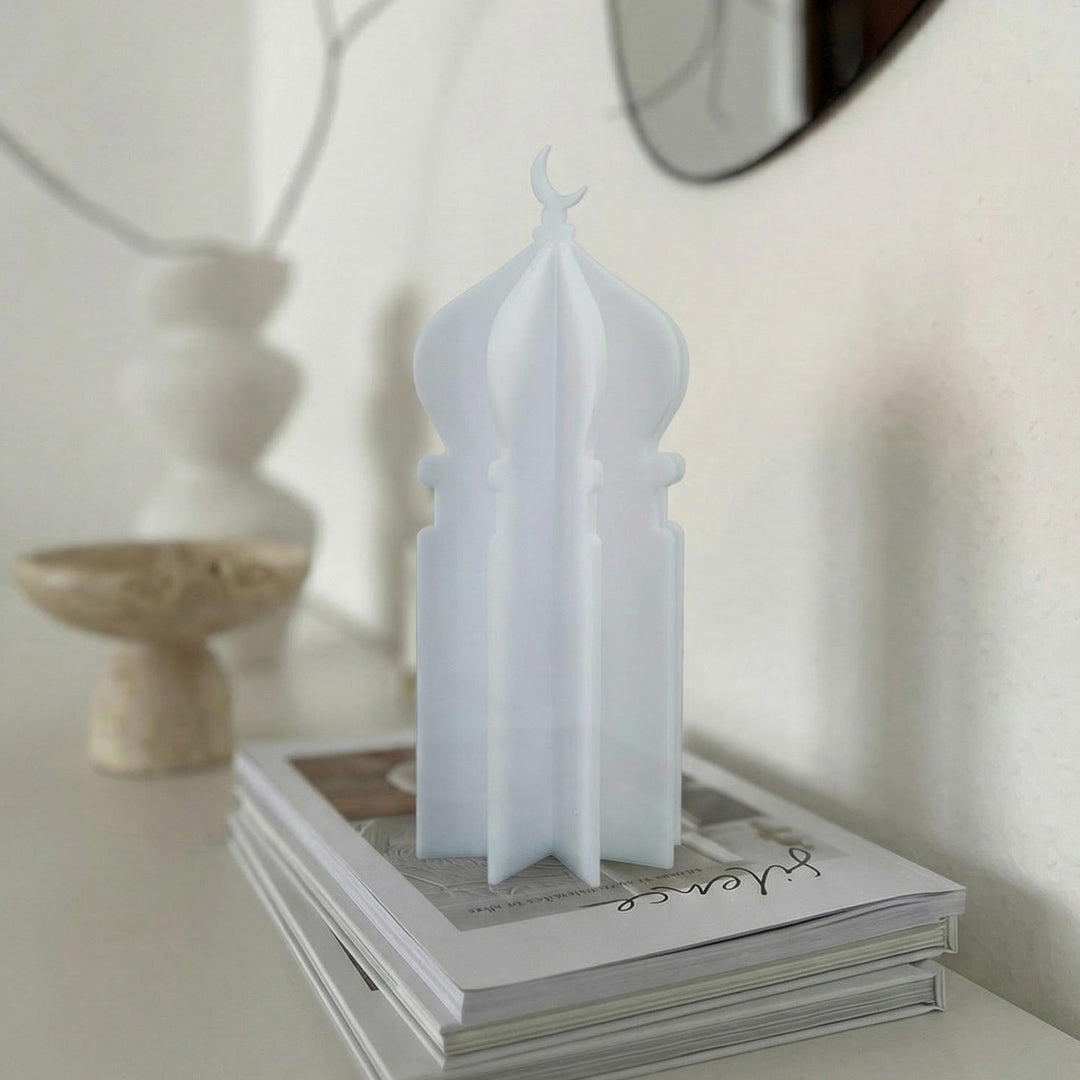 Ramadan 3D Acrylic Mosque Table Decor – Modern Minimalist Interlocking Statue