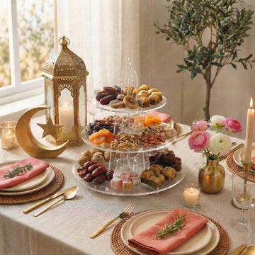 Présentoir de service rond à 3 étages en acrylique – Tour à dattes et douceurs du Ramadan