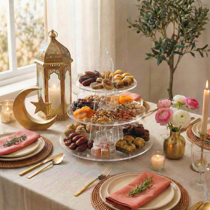 3-Tier Round Acrylic Serving Stand – Ramadan Date & Sweets Tower
