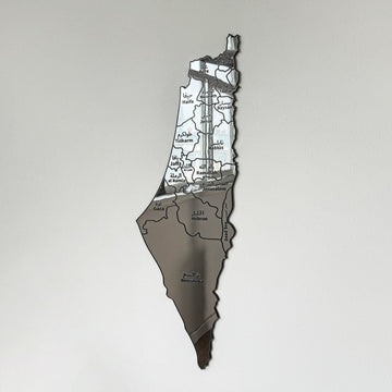 UV Print Palestine Map Wall Decor - Wood/Plexy Shiny Wall Art - Islamic Wall Art Store
