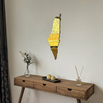 UV Print Palestine Map Wall Decor - Wood/Plexy Shiny Wall Art - Islamic Wall Art Store