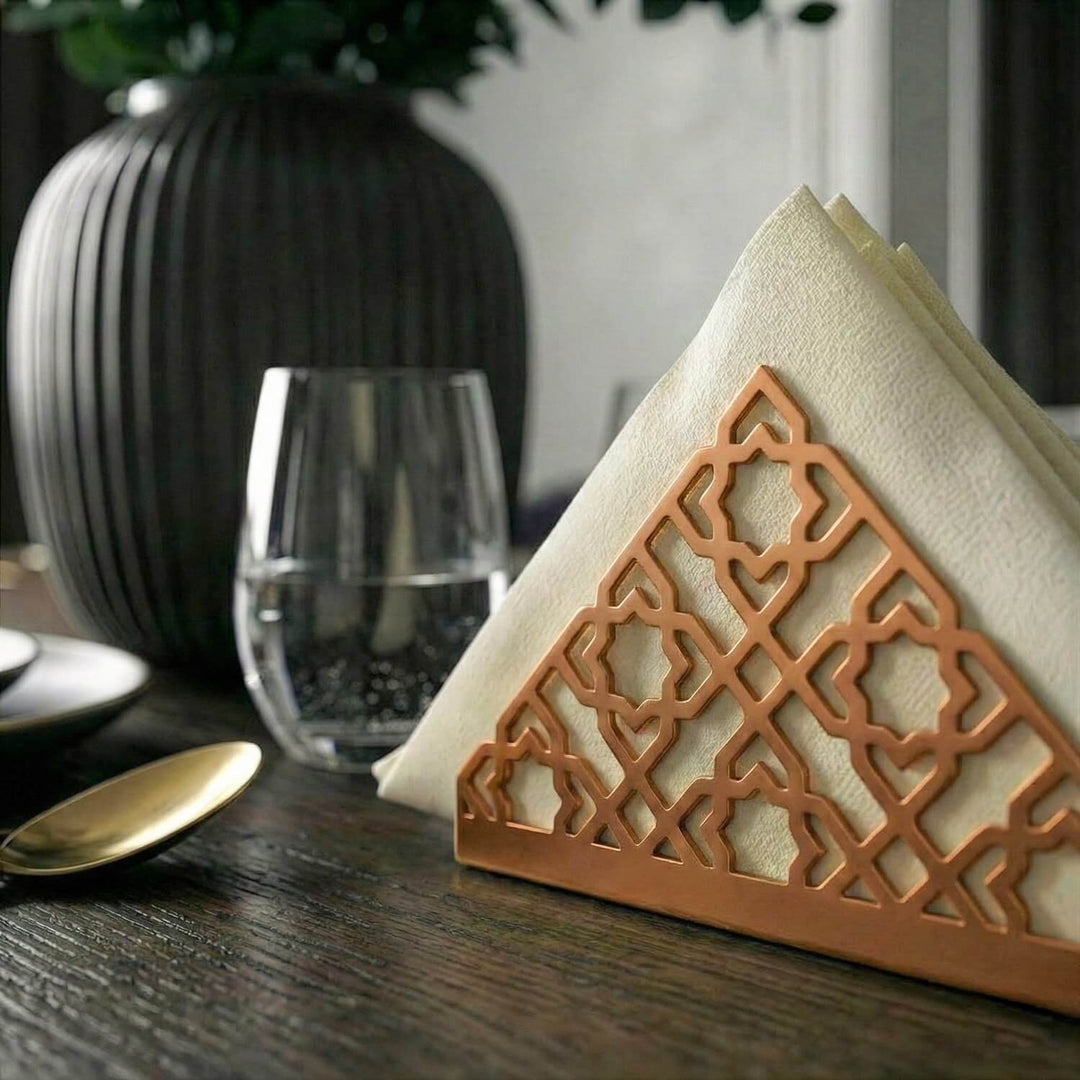 Geometric Islamic Napkin Holder – Metal Iftar Table Decor