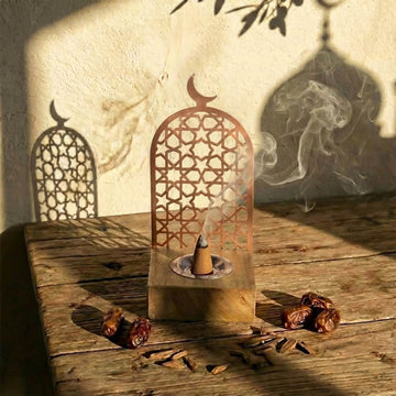 Tower Style Bakhoor Burner – Vertical Metal & Wood Mabkhara