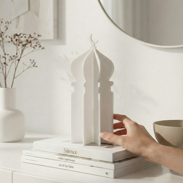 Ramadan 3D Acrylic Mosque Table Decor – Modern Minimalist Interlocking Statue