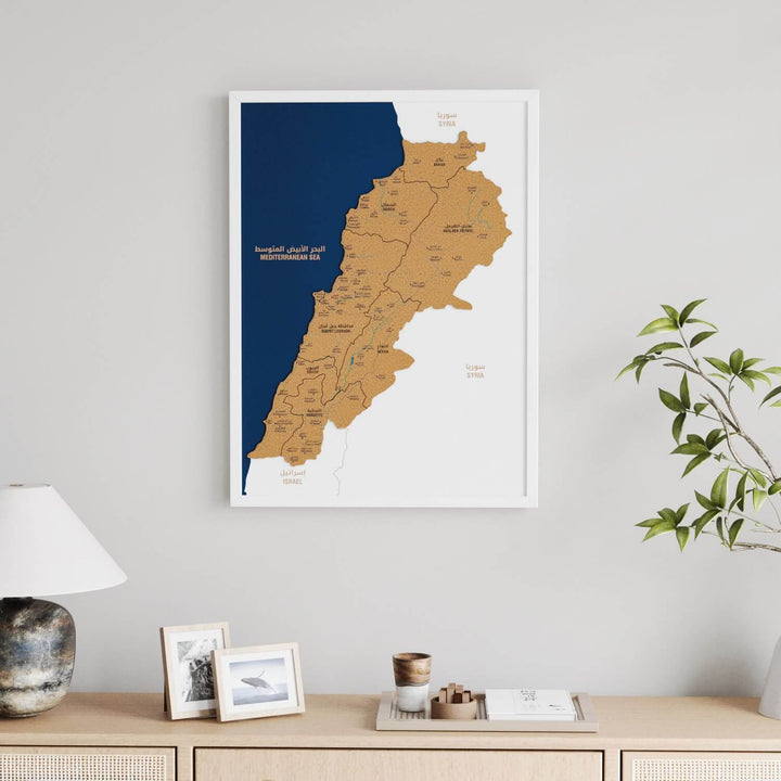 Framed Lebanon Cork Map Premium Wall Decor