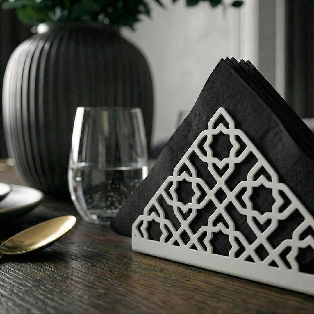 Geometric Islamic Napkin Holder – Metal Iftar Table Decor