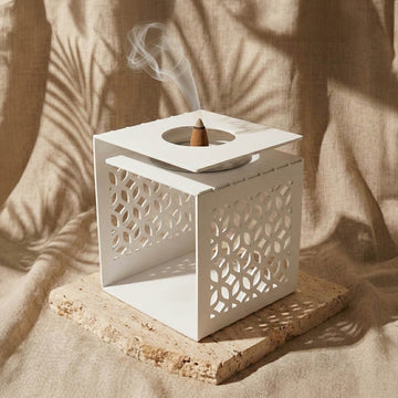 Geometric Fretwork Metal Mabkhara – Modern Islamic Incense Burner