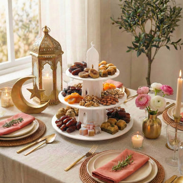 Présentoir de service rond à 3 étages en acrylique – Tour à dattes et douceurs du Ramadan