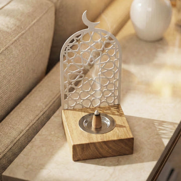 Mabkhara moderne haute – Brûle-encens à bakhoor sur base en bois