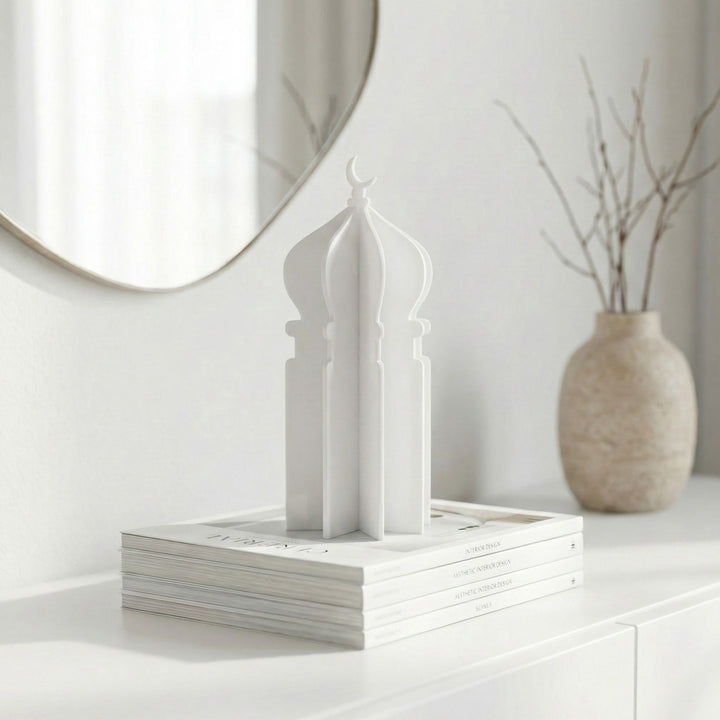 Ramadan 3D Acrylic Mosque Table Decor – Modern Minimalist Interlocking Statue