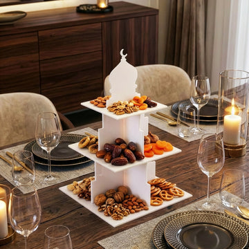 Ramadan-Etagere – Dessert- & Dattelhalter aus Acryl mit 3 Etagen in Moscheeform