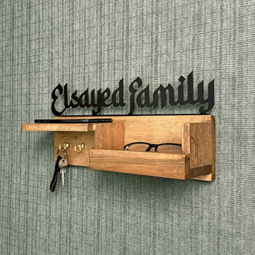 Wood Islamic Key Holder - Personalized Family Sign Wall Art Home Decor - Islamic Wall Art Store