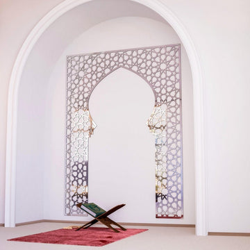Wooden Mihrab for Home Prayer Space - Islamic Wall Art | 10 Pointed Star - Islamic Wall Art Store