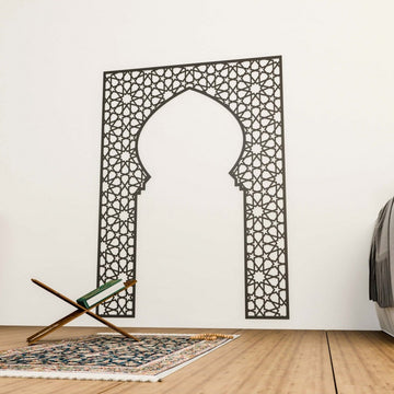 Wooden Mihrab for Home Prayer Space - Islamic Wall Art | 10 Pointed Star - Islamic Wall Art Store