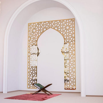 Wooden Mihrab for Home Prayer Space - Islamic Wall Art | 10 Pointed Star - Islamic Wall Art Store