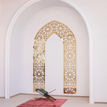 Wooden Mihrab for Your Prayer Room - Islamic Wall Art | 12 - Pointed Star - Islamic Wall Art Store