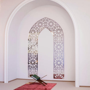 Wooden Mihrab for Your Prayer Room - Islamic Wall Art | 12 - Pointed Star - Islamic Wall Art Store