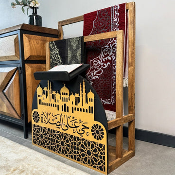 Wooden Prayer Rug and Mat Holder and Quran Stand - Islamic Wall Art Store