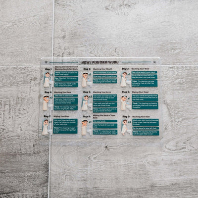 Wudu Step by Step on Aycrlic Descriptive Model - Islamic Home Decor for Kids - Islamic Wall Art Store