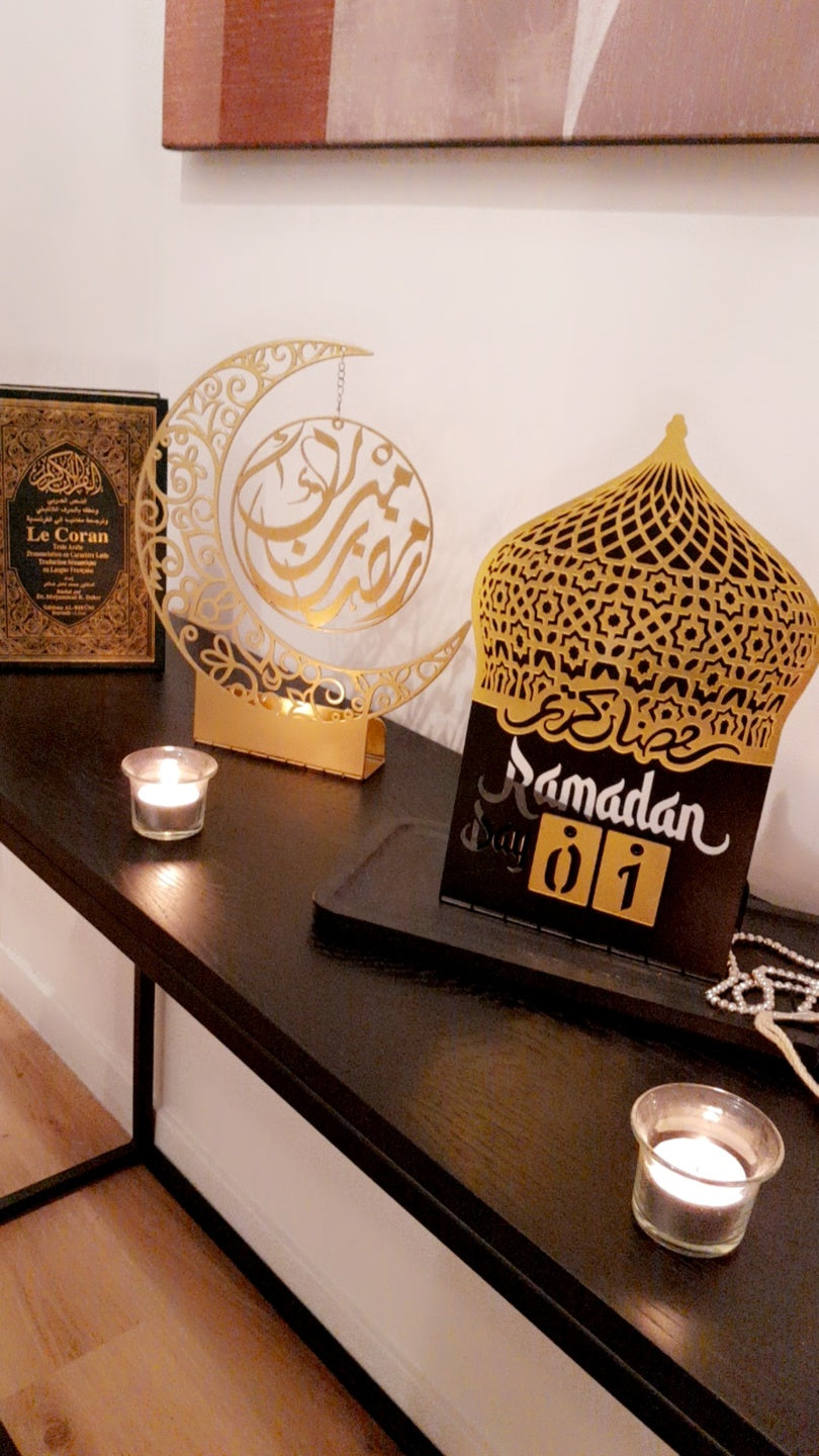 Décoration de table islamique en métal en forme de lune - Cadeau musulman