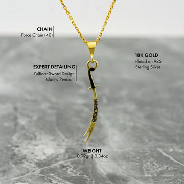 Zulfiqar Sword Necklace, Muslim Jewelry - 925 Silver Islamic Pendant - Islamic Wall Art Store
