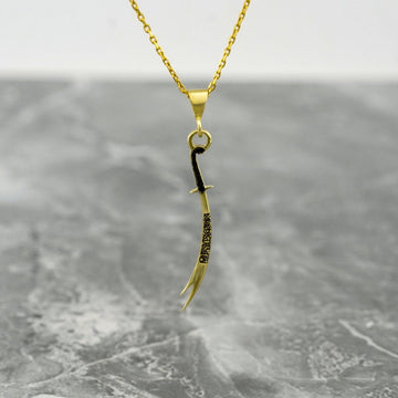 Zulfiqar Sword Necklace, Muslim Jewelry - 925 Silver Islamic Pendant - Islamic Wall Art Store