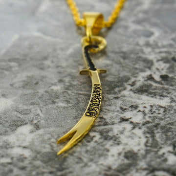 Zulfiqar Sword Necklace, Muslim Jewelry - 925 Silver Islamic Pendant - Islamic Wall Art Store