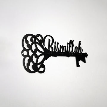 Bismillah Key Holder - Islamic Wall Art Decor, Latin Calligraphy