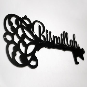 Bismillah Key Holder - Islamic Wall Art Decor, Latin Calligraphy