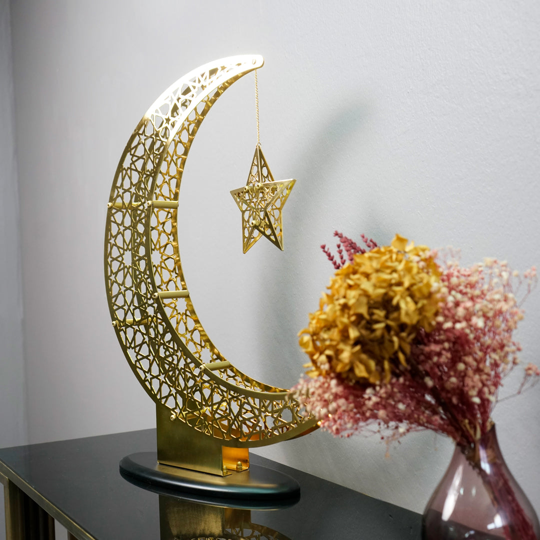 Croissant en métal brillant et étoile Ramadan décoration lune pour l'art mural islamique à la maison
