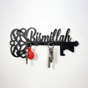 Bismillah Key Holder - Islamic Wall Art Decor, Latin Calligraphy