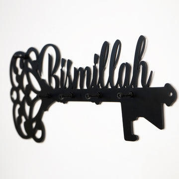 Bismillah Key Holder - Islamic Wall Art Decor, Latin Calligraphy