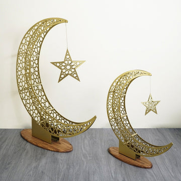 Crescent & Star Ramadan Decor - Metal Islamic Home Decoration - Islamic Wall Art Store