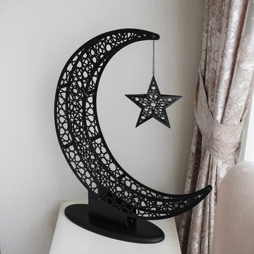 Crescent & Star Ramadan Decor - Metal Islamic Home Decoration - Islamic Wall Art Store