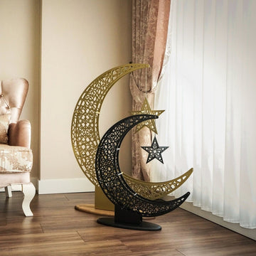 Crescent & Star Ramadan Decor - Metal Islamic Home Decoration - Islamic Wall Art Store