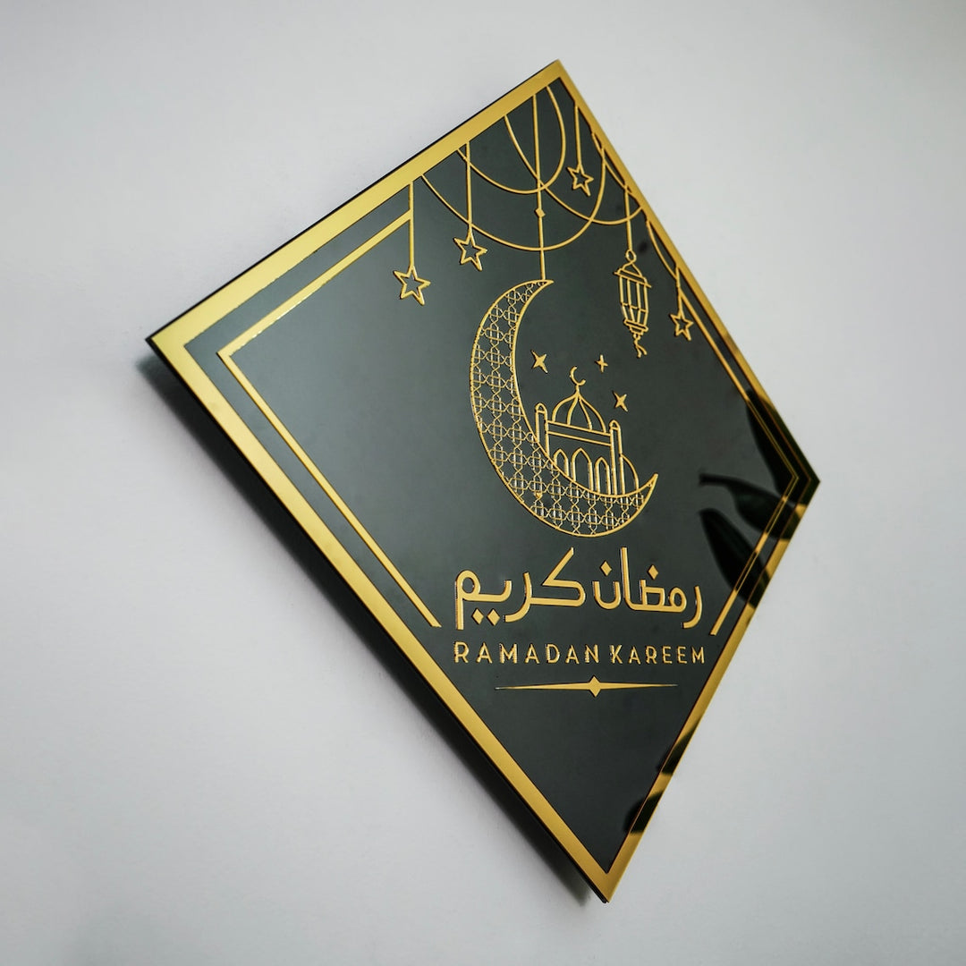 Ramadan Kareem Glass Ramadan Decoration Islamic Wall Art -  Islamic Gift