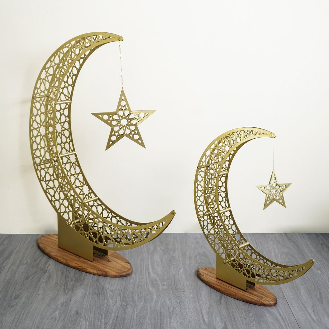 Metal Crescent and Star Ramadan Decoration Moon for Home Islamic Wall Art