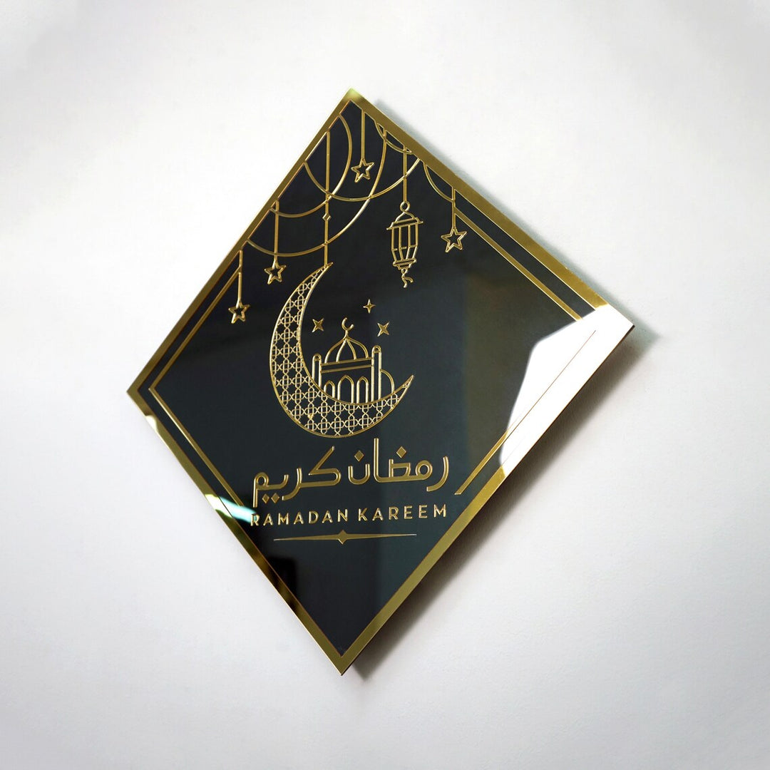 Ramadan Kareem Glass Ramadan Decoration Islamic Wall Art