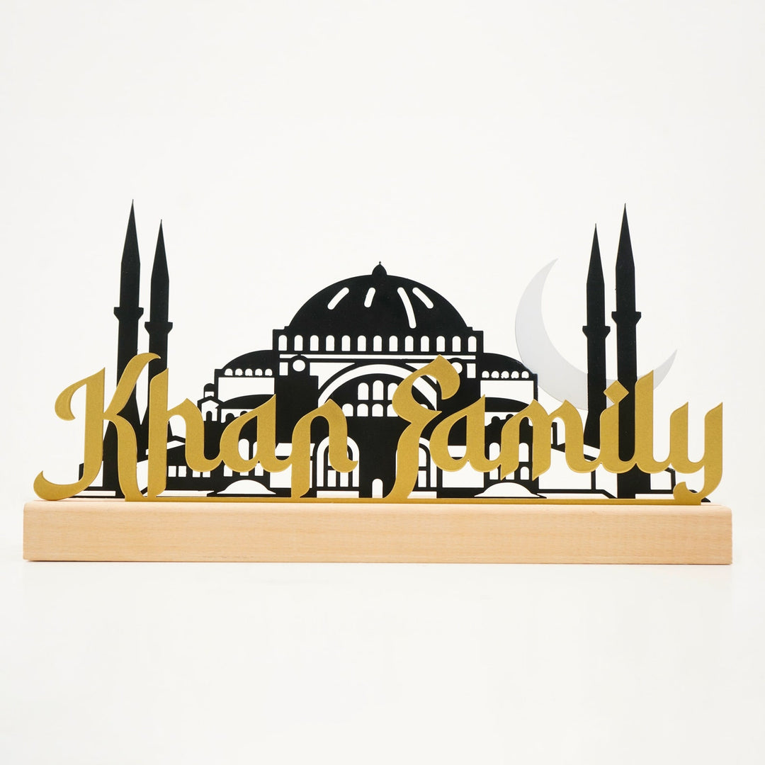 منضدة المسجد الأقصى والكعبة والمسجد الحرام والمسجد النبوي الإسلامي المعدني