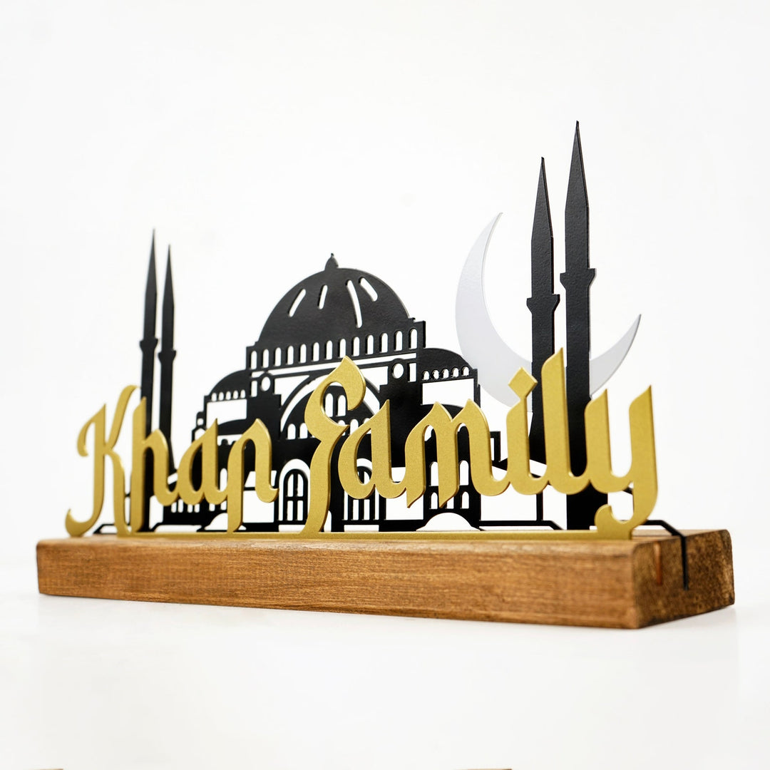 منضدة المسجد الأقصى والكعبة والمسجد الحرام والمسجد النبوي الإسلامي المعدني