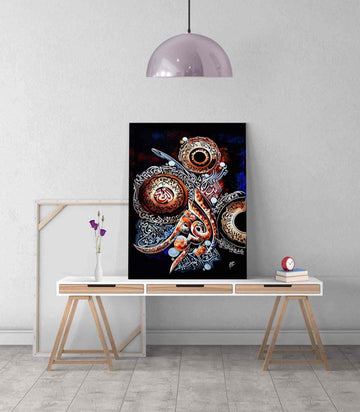 Ayatul Kursi Calligraphy v2 Oil Paint Reproduction Canvas Print Islamic Wall Art - Islamic Wall Art Store