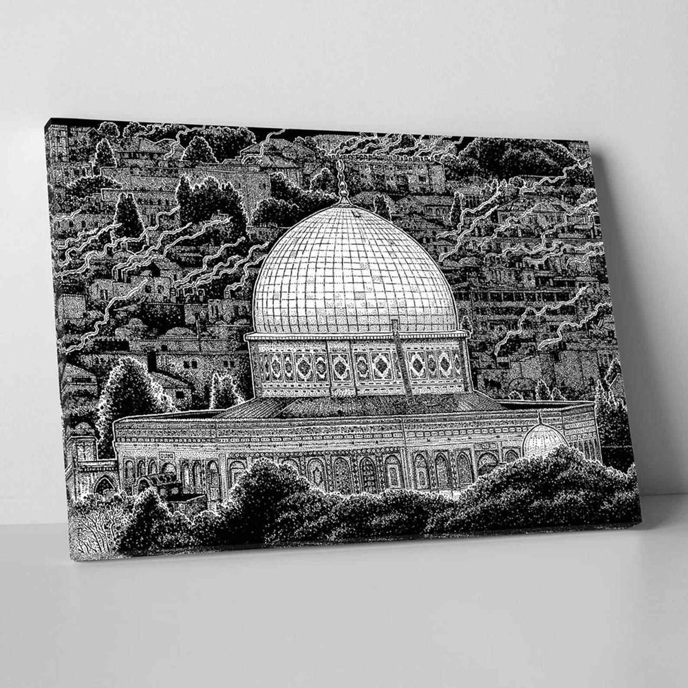 Masjid Al Aqsa v10 Oil Paint Reproduction Canvas Print Islamic Wall Art - Islamic Wall Art Store