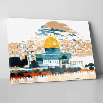 Masjid Al Aqsa v9 Oil Paint Reproduction Canvas Print Islamic Wall Art - Islamic Wall Art Store