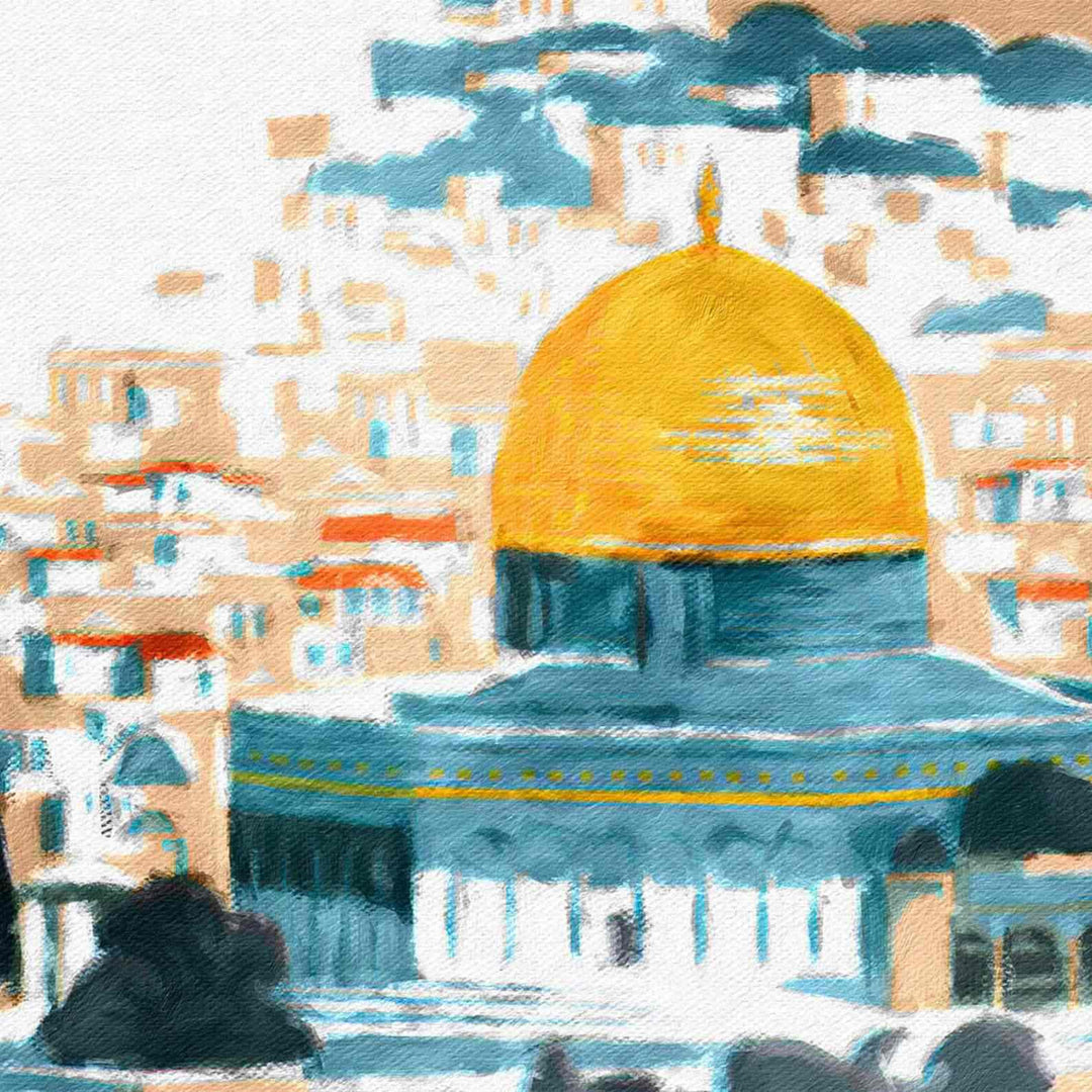 Masjid Al Aqsa v9 Oil Paint Reproduction Canvas Print Islamic Wall Art - Islamic Wall Art Store