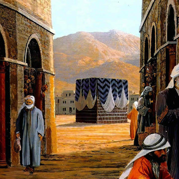 Old Kaaba and Makka Oil Paint Reproduction Canvas Print Islamic Wall Art - Islamic Wall Art Store